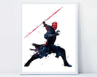 Star Wars Watercolor Darth Maul Print Star Wars Printable Darth Maul Watercolor Painting Star Wars Decor Wall Art Instant Download Gifts