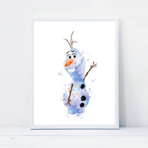 Gefrorene Olaf Aquarell gefroren Schneemann Druck gefroren Anna Elsa Olaf druckbare Kunstwerk Olaf Wand Kunst Poster gefroren Geburtstag digitaler Download