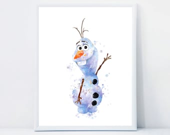 アナと雪の女王 オラフ 水彩画 アナと雪の女王 雪だるま プリント アナ