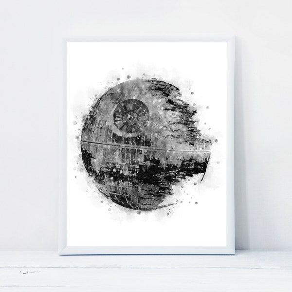 Death Star Watercolor Star Wars Death Star Print Star Wars Printable Poster Death Star Art Print Wall Art Home Decor Instant Download