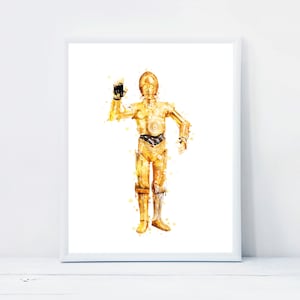 Star Wars C-3PO Aquarelle Printables Star Wars Poster C-3PO Print Wall Art Star Wars Droids Painting Gifts Digital Download Home Wall Decor