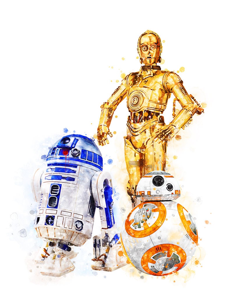 Star Wars R2D2 Aquarell Druck R2D2 Film Wand Kunst Malerei Star