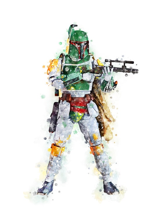 スターウォーズ ボバ フェット アートプリント スターウォーズ 水彩画