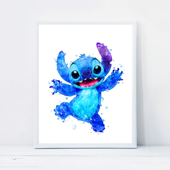 Stitch & Scrump (Lilo & Stitch) Disney Watercolor Art Print