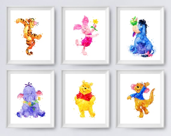 Unbala Cute Winnie Wall Decor The Pooh Prints 8 PC, Adult Unisex, Size: 5, Blue