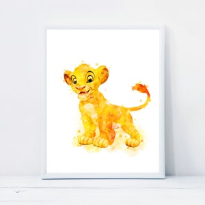 Lion King Simba Print Lion King Simba Akwarela Plakat Simba Wydrukowana Sztuka Lion King Simba Cyfrowe Pobieranie Prezent Dekoracja Ścienna Do Pokoju Dziecięcego