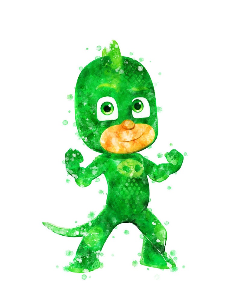 PJ Masks Print Catboy Luna Girl Gekko Owlette Watercolor Etsy