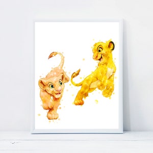 Simba e Nala para imprimir O Rei Leão Aquarela Rei Leão para imprimir Simba e Nala Imprimir Simba O Rei Leão Aniversário Download digital