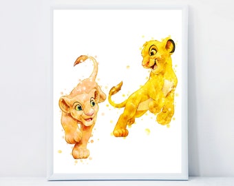 Simba Watercolor Etsy