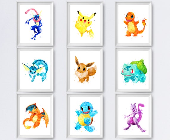 Pokemon Watercolor Print Pokemon Poster Wall Art Pokemons 