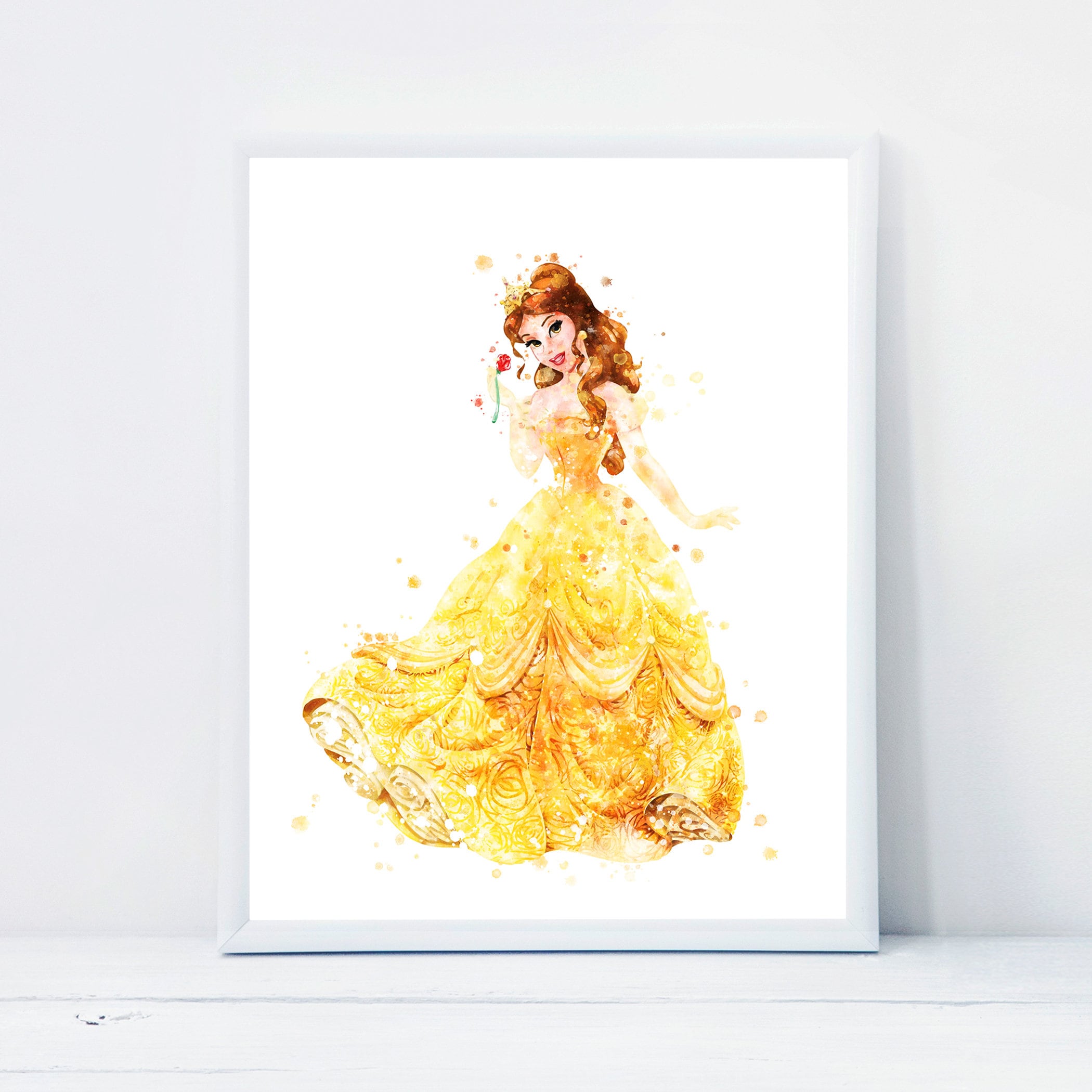 Princess Belle Printable Art Princess Belle Watercolor | Etsy