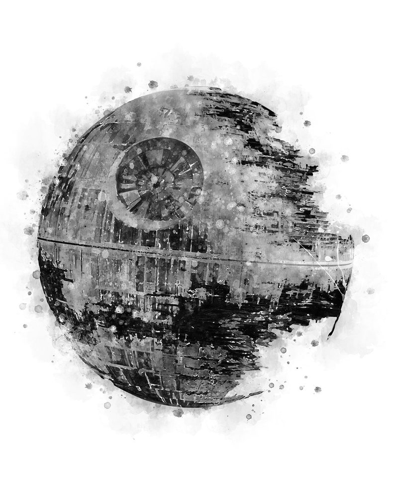 Death Star Watercolor Star Wars Death Star Print Star Wars Etsy
