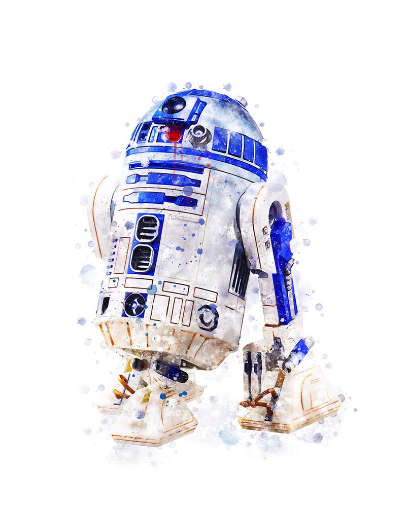 Star Wars R2D2 Aquarell Druck R2D2 Film Wand Kunst Malerei Star Wars  druckbare Kunst Star Wars R2D2 Poster Home Decor Aquarell Download - .de