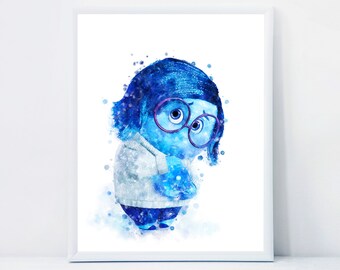 Disney Inside Out Sadness Print Inside Out Watercolor Painting Inside Out Sadness Poster Inside Out Birthday Printable Wall Art Decor Gift