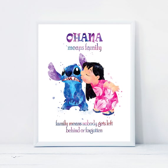 Stitch Print Stitch Watercolor Ohana Means Family Printable Art Stitch  Party Wall Art Ohana Printable Nursery Stitch Poster