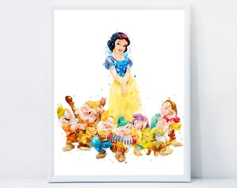 美品 1950年代 フランス製◆ディズニー「白雪姫と7人の小人たち」5枚絵はがき 白雪姫と七人の小人 プリント 七人の小人 水彩画 ポスター 白雪姫 印刷