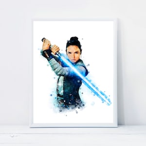 Rey Skywalker Poster Star Wars Rey Watercolor Star Wars Art Print Rey Printable Wall Art Birthday Gift Rey Skywalker Painting Home Decor