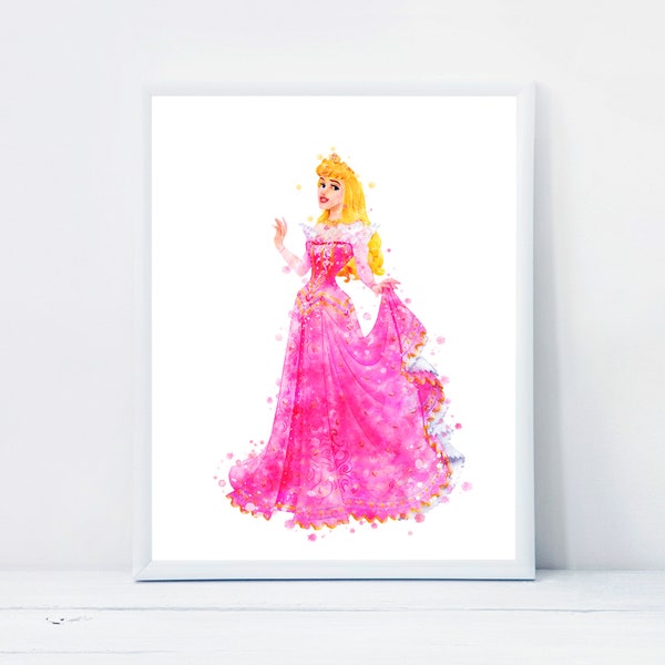 Princess Aurora Print Sleeping Beauty Watercolor Princess Poster Princess Aurora Printable Birthday Gift Sleeping Digital Download