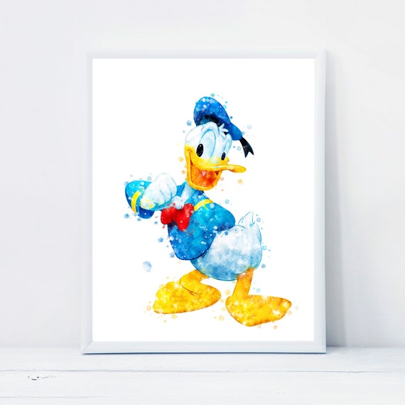 Donald Duck Aquarel Print Disney Donald Duck Schilderij