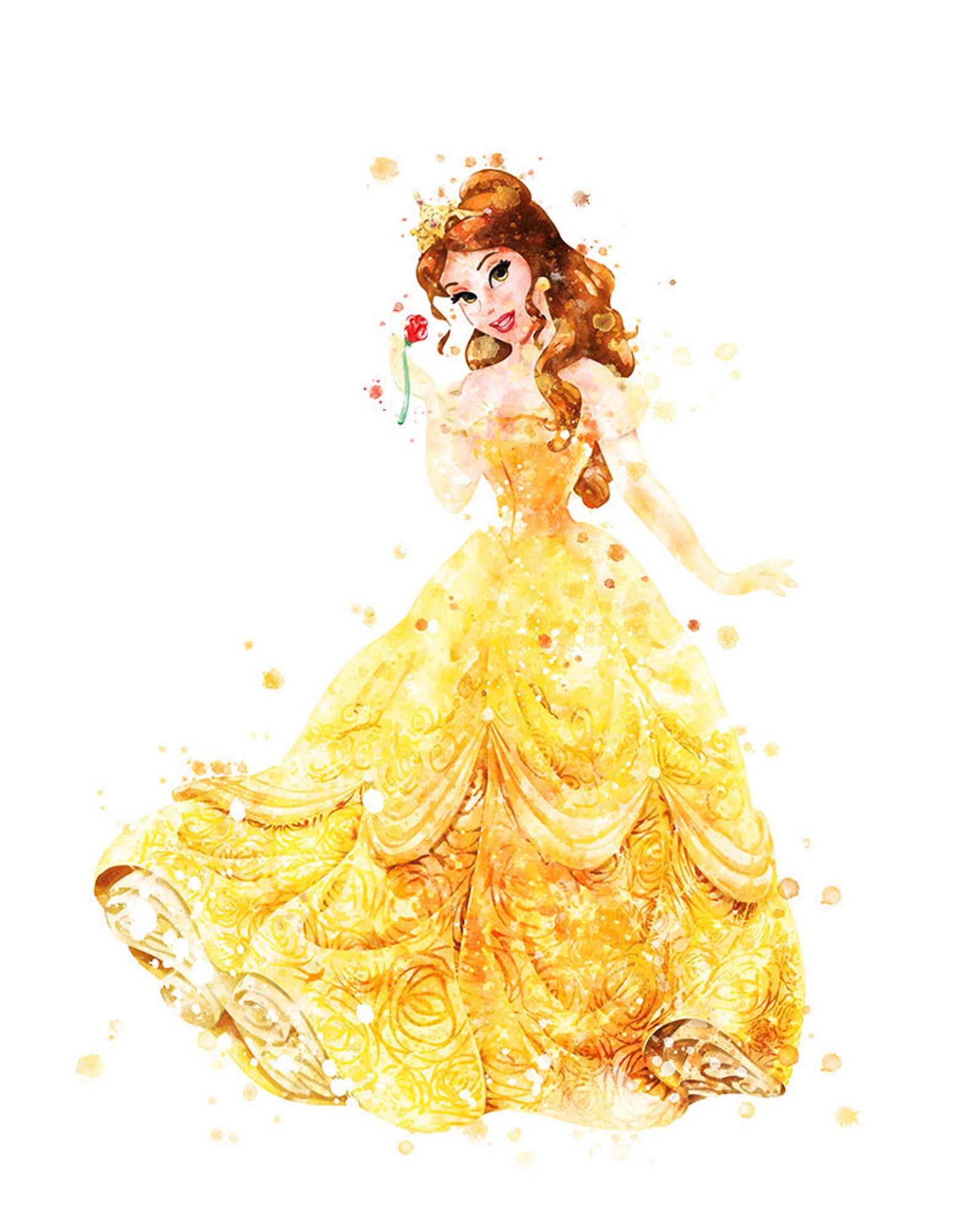 Princess Belle Printable Art Princess Belle Watercolor - Etsy