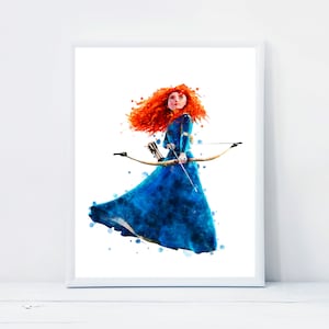 Merida Watercolor Princess Merida Print Poster Birthday Gift Nursery Decor Princess Merida Printable Watercolor Download