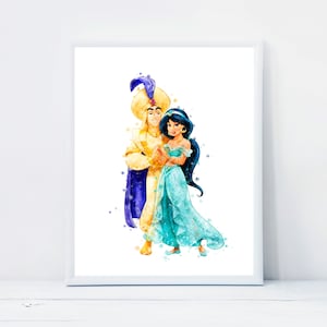 Aladdin / Jasmin / Disney / Fan Kunst / Kunstgeschichte / geeky / nerdy /  Palast / Agrabah / Genie / Prinzessin / Kunst / romantisch / Kuss / Liebe -  .de