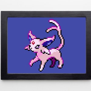 Pixelated Espeon PRINTABLE / Eeveelution Digital Download Wall Art