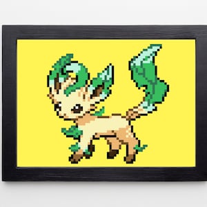 Pixelated Leafeon PRINTABLE / Eeveelution Digital Download Wall Art