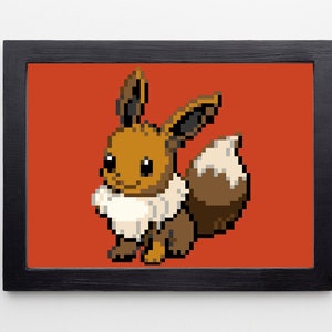 Pixelated Eevee PRINTABLE / Eeveelution Digital Download Wall Art