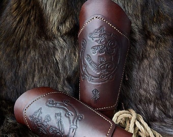 Handmade Viking Leather Bracers "FENRIR"