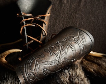 Handmade Viking Leather Bracers "JELLING"