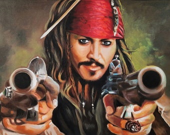 Johnny Depp as Jack Sparrow, johnny Depp painting, hand made art work for decoration