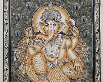 Ganesha painting, lord Ganesha painting,miniature painting,Indian painting, wall decor, home decor