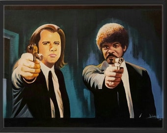 pulp fiction painting poster in canvas, pulp fiction painting, wall decor, movie poster