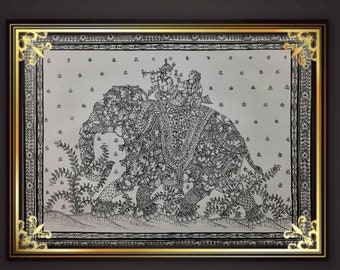 Krishna and Radha Miniature Painting on Canvas: Spiritual Art