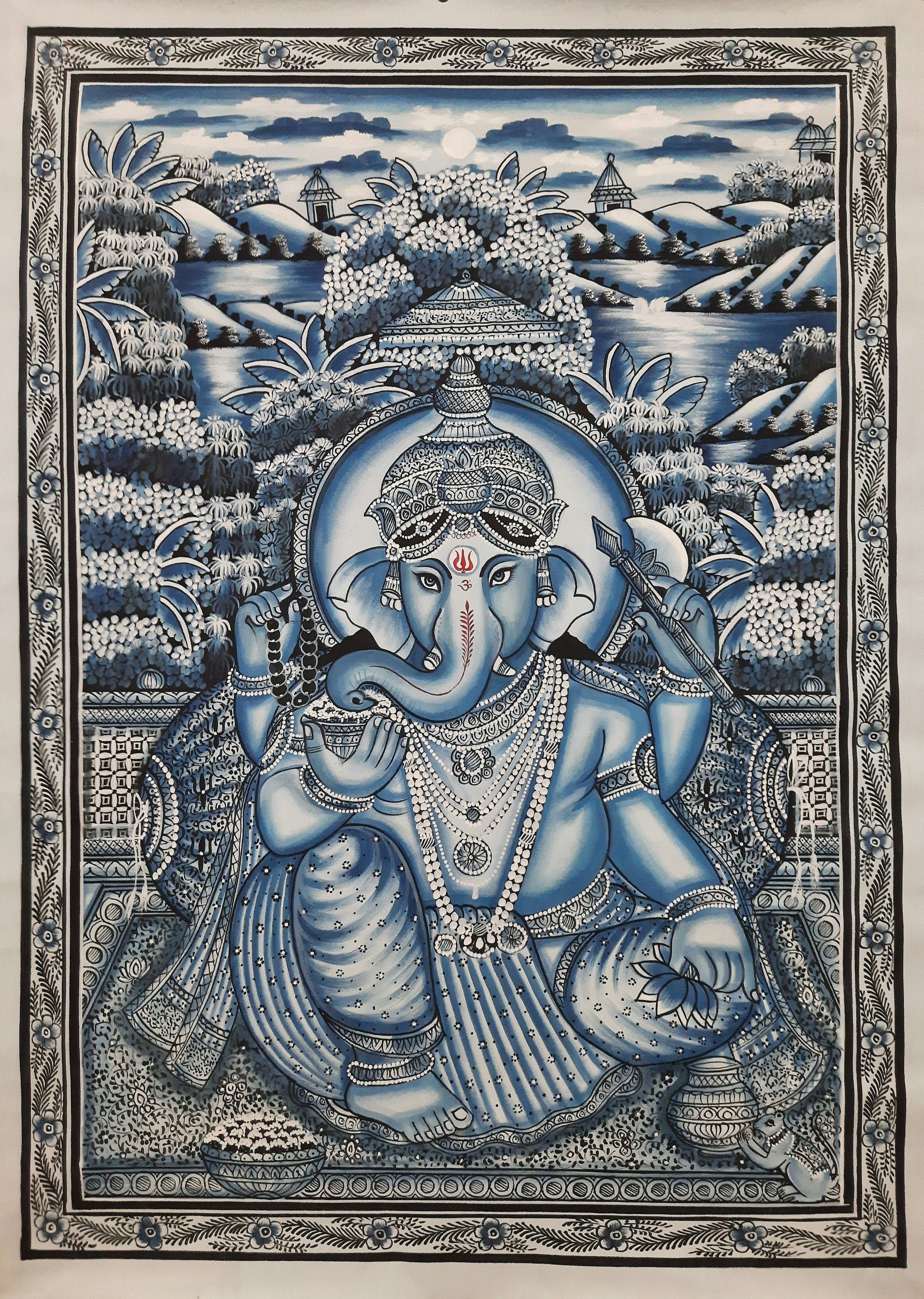 Black & white ganesha painting hand painted made by stone Etsy.de