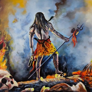 Lord Shiva painting, Shiva painting, Shiva UV art work, wall decoration Indian painting
