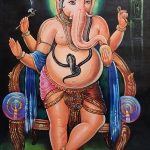 Ganesha Painting, Indian art, Painting on canvas,  Ganesha acrylic painting, wall art, Ganesha art