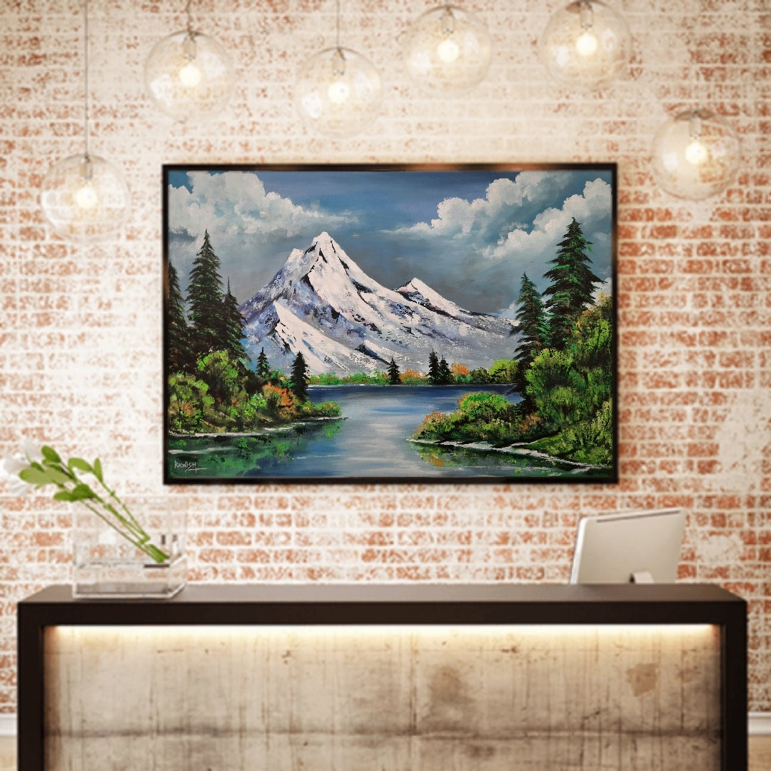 Buy Original Mountain Lake Landscape Painting: Acrylic on Canvas