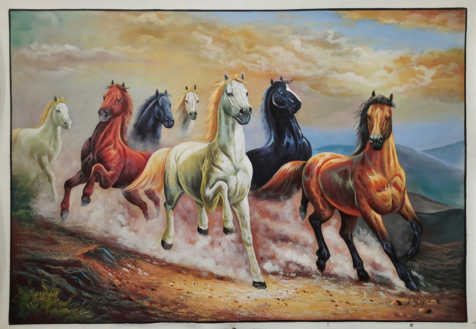 7 Horses Painting on Canvas, Horse Painting, Sevan Horses Painting, Running Hores,wall Decor Etsy