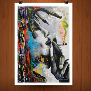 bob marley mix media painting,bob Marley poster,bob Marley painting,bob marley, wall decor