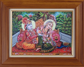 Radha Krishna Canvas Painting: Hindu Art Wall Decor