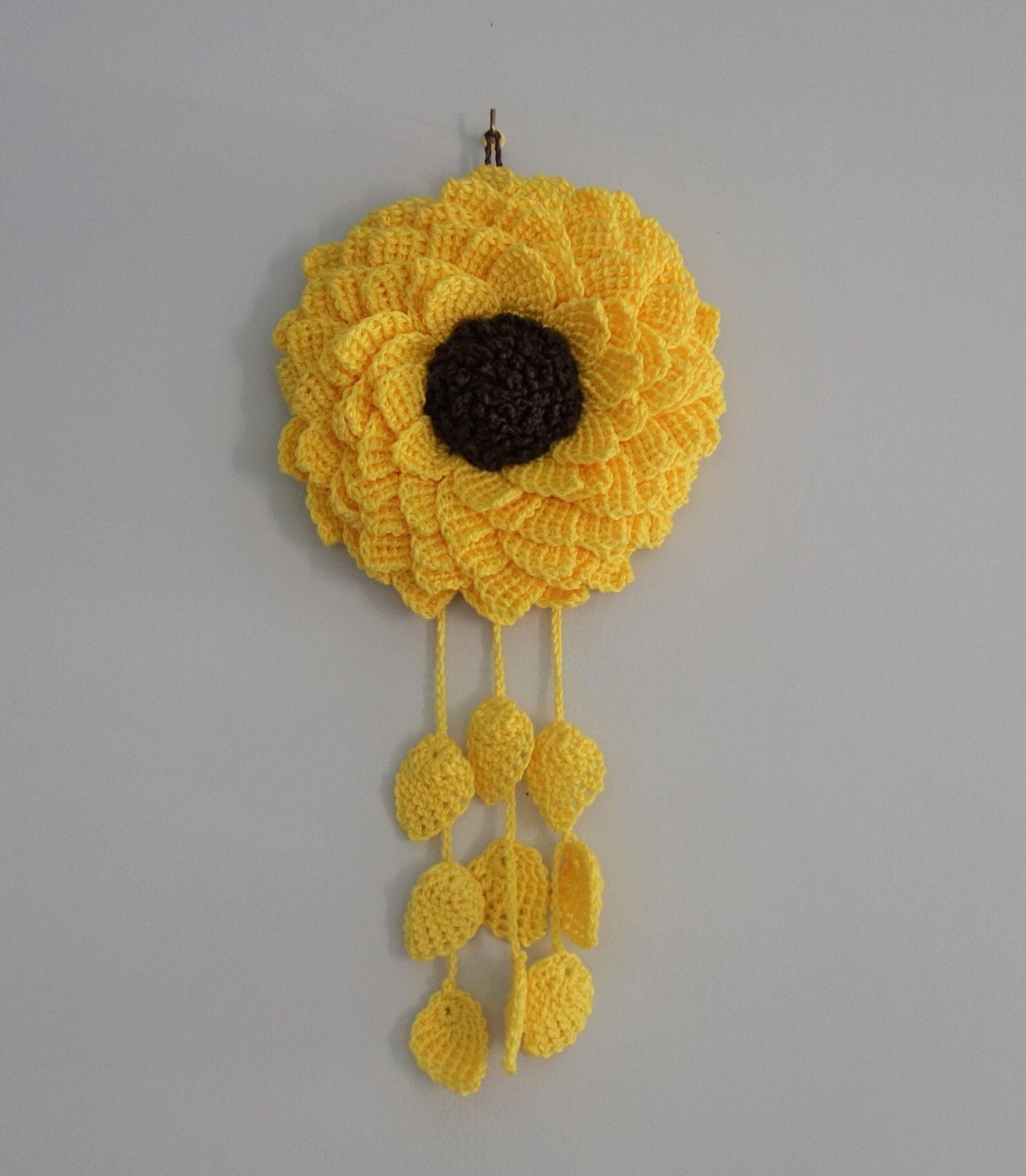 Tournesol Mural Fait Main Au Crochet