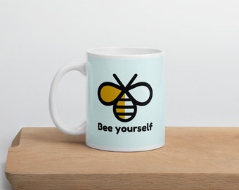 Bee yourself Ceramic Mug | Two sided Mug | Bees Coffee Mug | Perfect Mug Gift | Funny Ceramic Art Mug