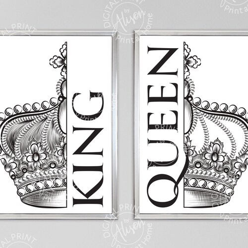 King and Queen Wall Decor King and Queen Crown Couples Gift Etsy