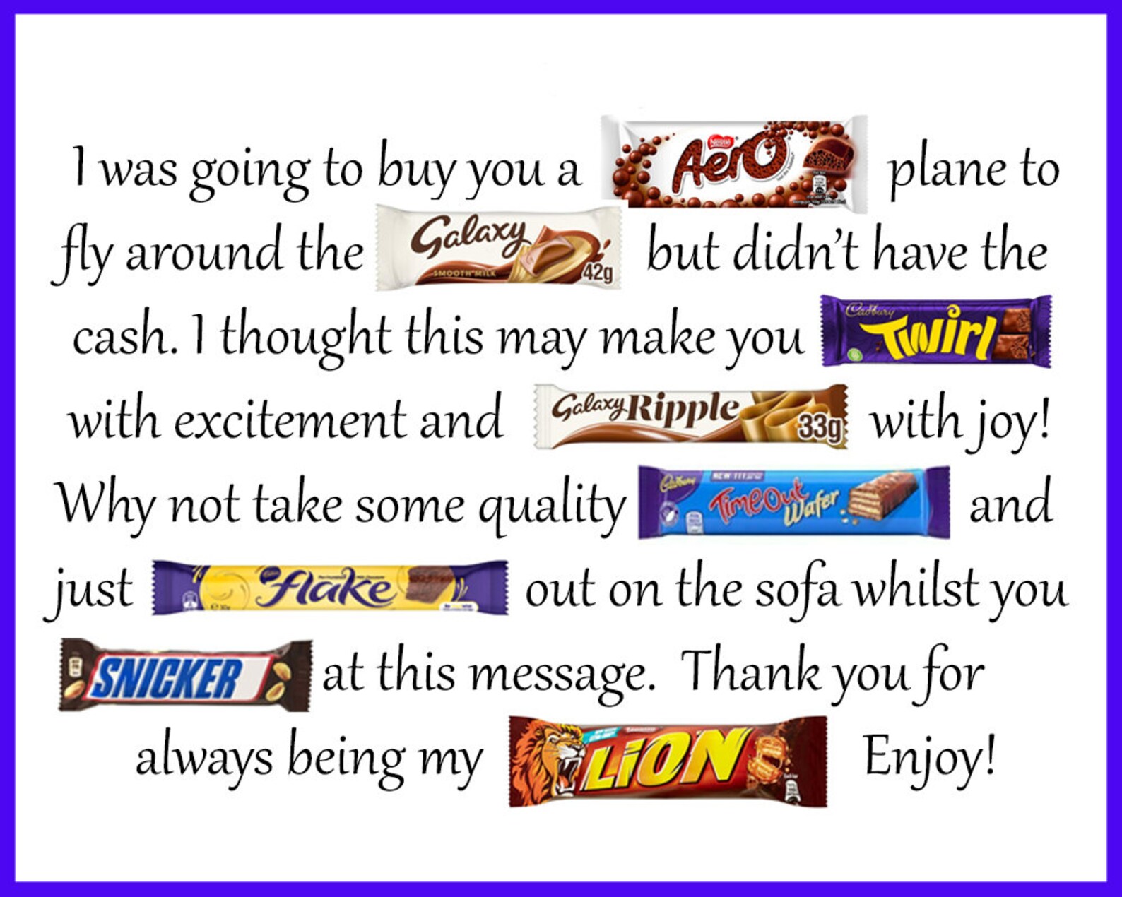 Chocolate Poem Snack Box Treat Birthday Thank You Just Etsy