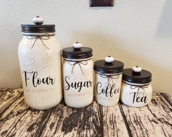 Kitchen canisters, rustic kitchen, farmhouse.