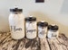 Kitchen canisters, rustic kitchen, farmhouse. 