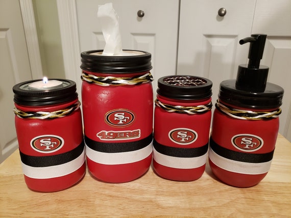 San Fransisco 49ers NFL Mason Jar Baño /Office Set | Etsy