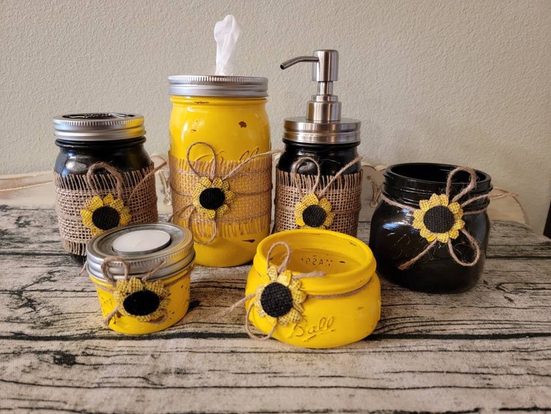 Rustic Sunflower Bathroom Accessories Sunflower Decor. Etsy